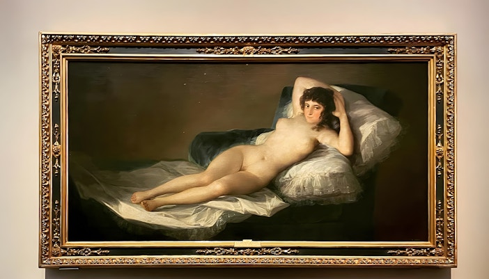 Nude Maja painting displayed in Prado Museum, Madrid.