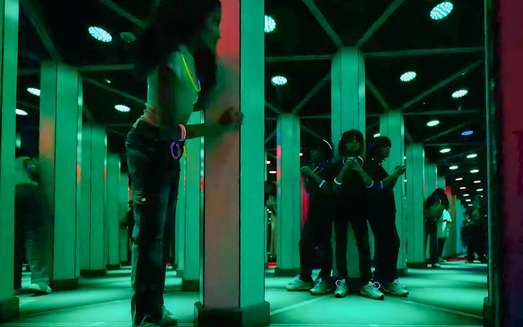 Kids exploring Mirror Maze at American Dream.