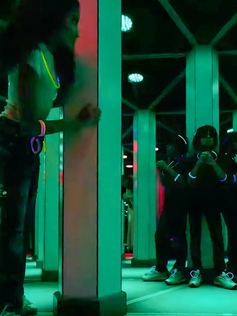 Kids exploring Mirror Maze at American Dream.