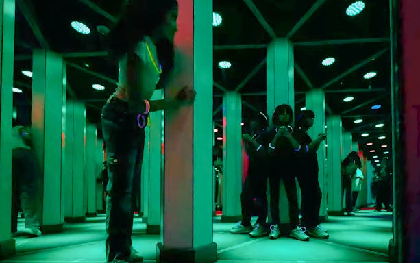 Kids exploring Mirror Maze at American Dream.