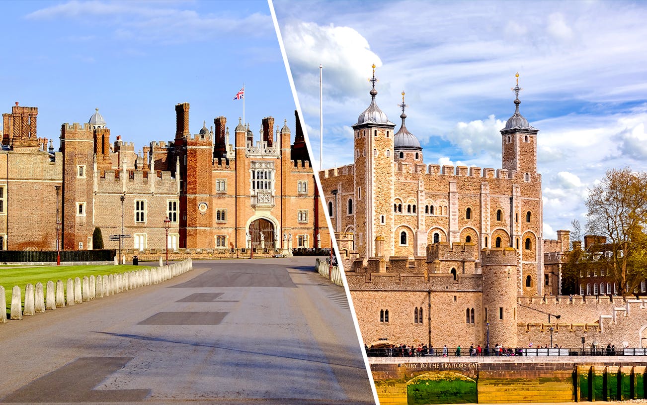 Hampton Court Palace and Tower of London with Crown Jewels access, London.