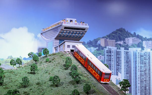 LEGO model of Hong Kong Peak Tram and Sky Terrace at LEGOLAND Discovery Centre.