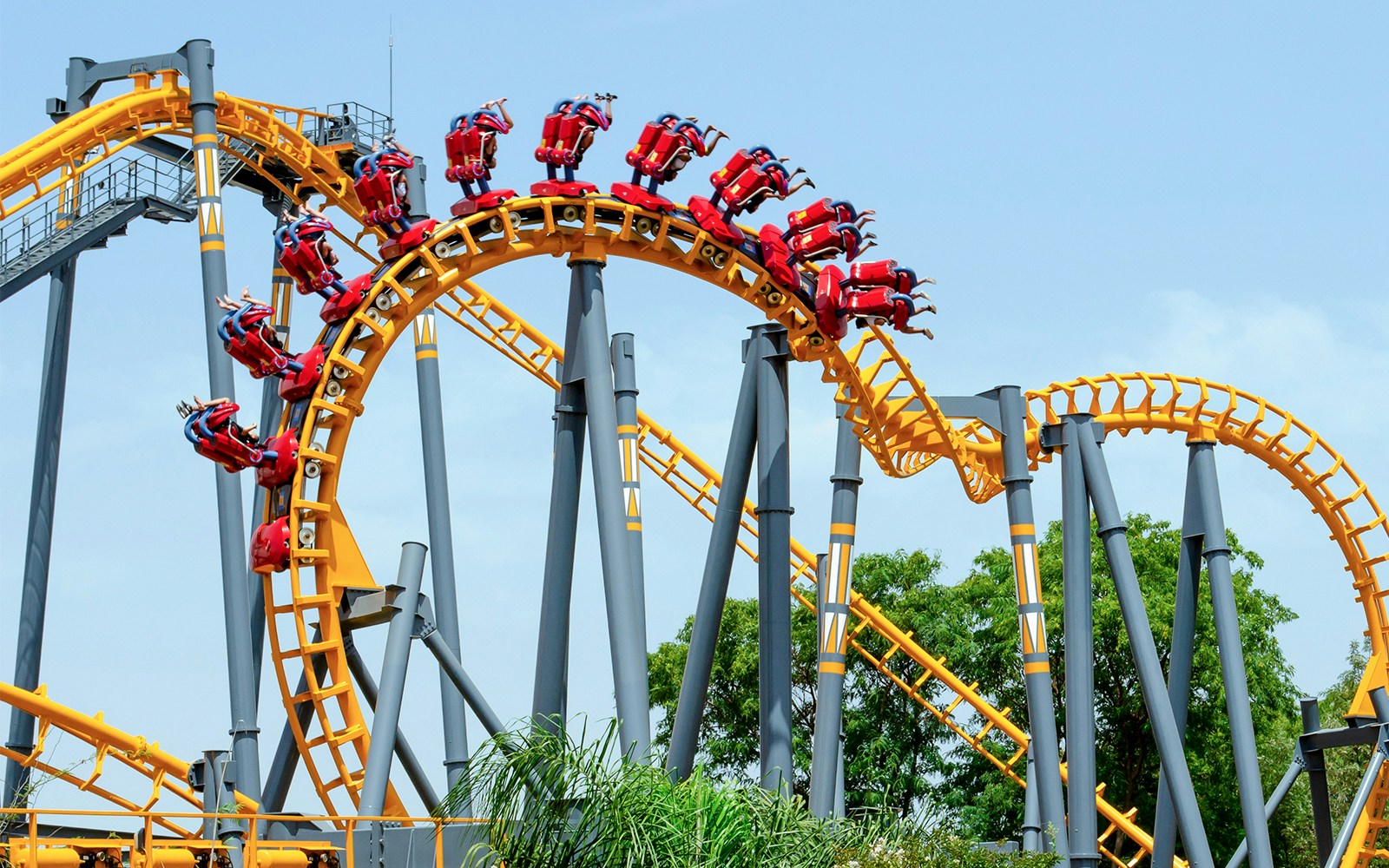 Roller coaster loop on Isla Magica's Jaguar Ride in Seville, Spain.