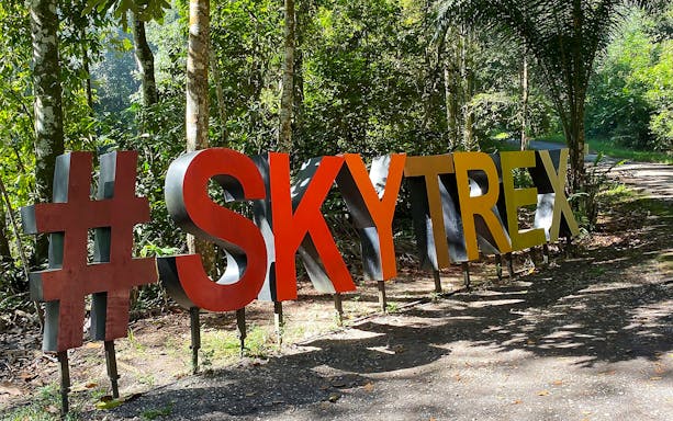SKYTREX Adventure sign in Sungai Congkak, Kuala Lumpur forest setting.
