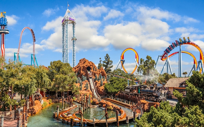 Amusement park rides and attractions at Knott's Berry Farm, included in Go San Diego Card.