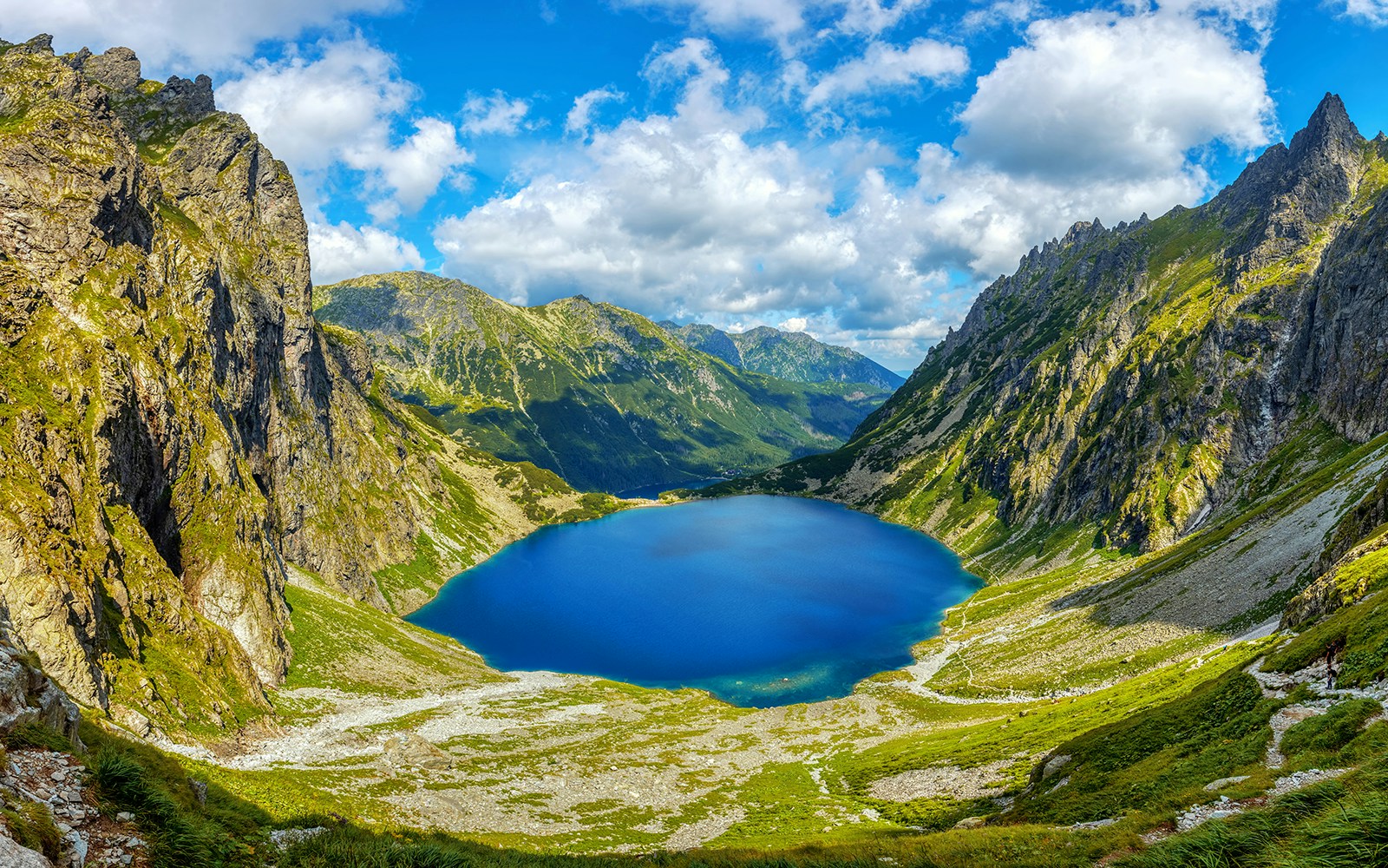 Morskie Oko lake surrounded by Tatra Mountains in Poland