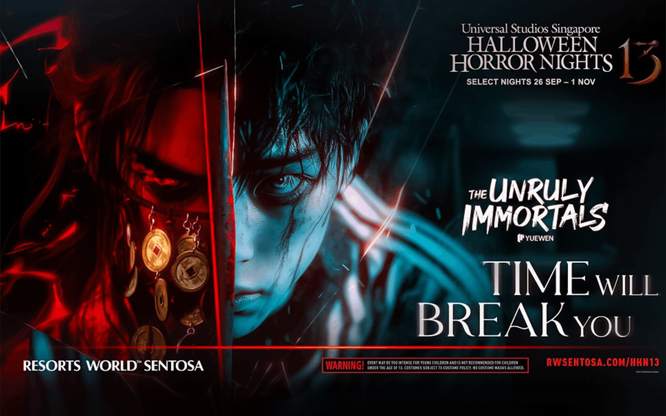 Universal Studios Singapore Halloween Horror Nights 13 poster featuring Unruly Immortals theme.