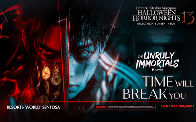 Universal Studios Singapore Halloween Horror Nights 13 poster featuring Unruly Immortals theme.
