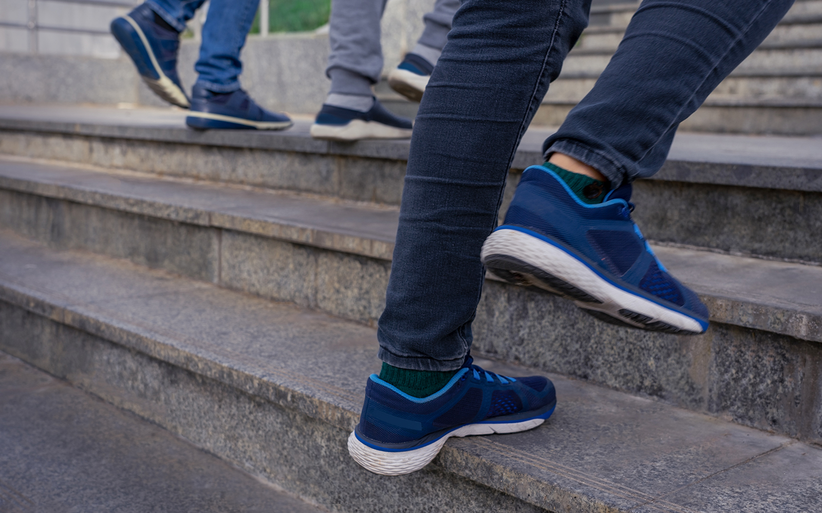 Visitors ascending the stairs