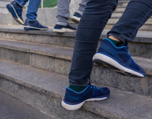 Visitors ascending the stairs