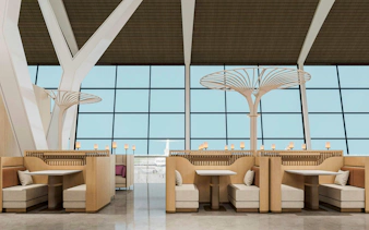 Waiting area seating at Shanghai Pudong International Airport Terminal 2.