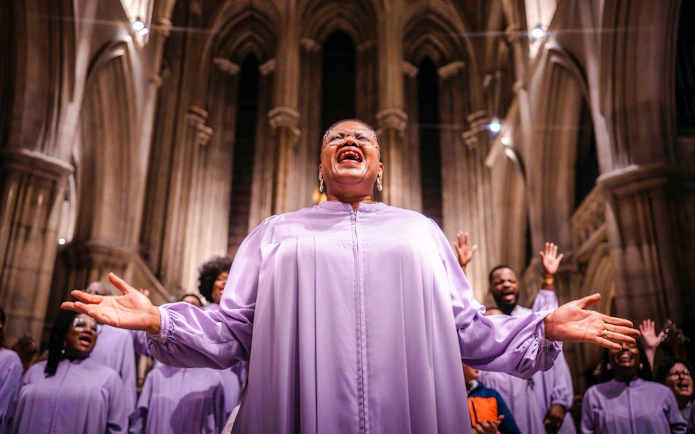 Choir singing at Gospel Dream Concert in American Cathedral, Paris.