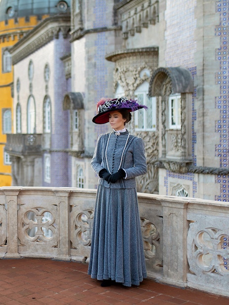 Visitor in period costume at the Palace of Pena, Sintra, Portugal.