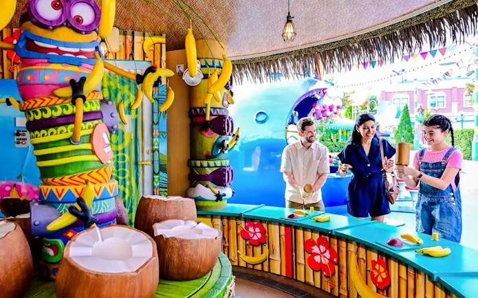 Visitors enjoying a Minion-themed game at Universal Studios Singapore.