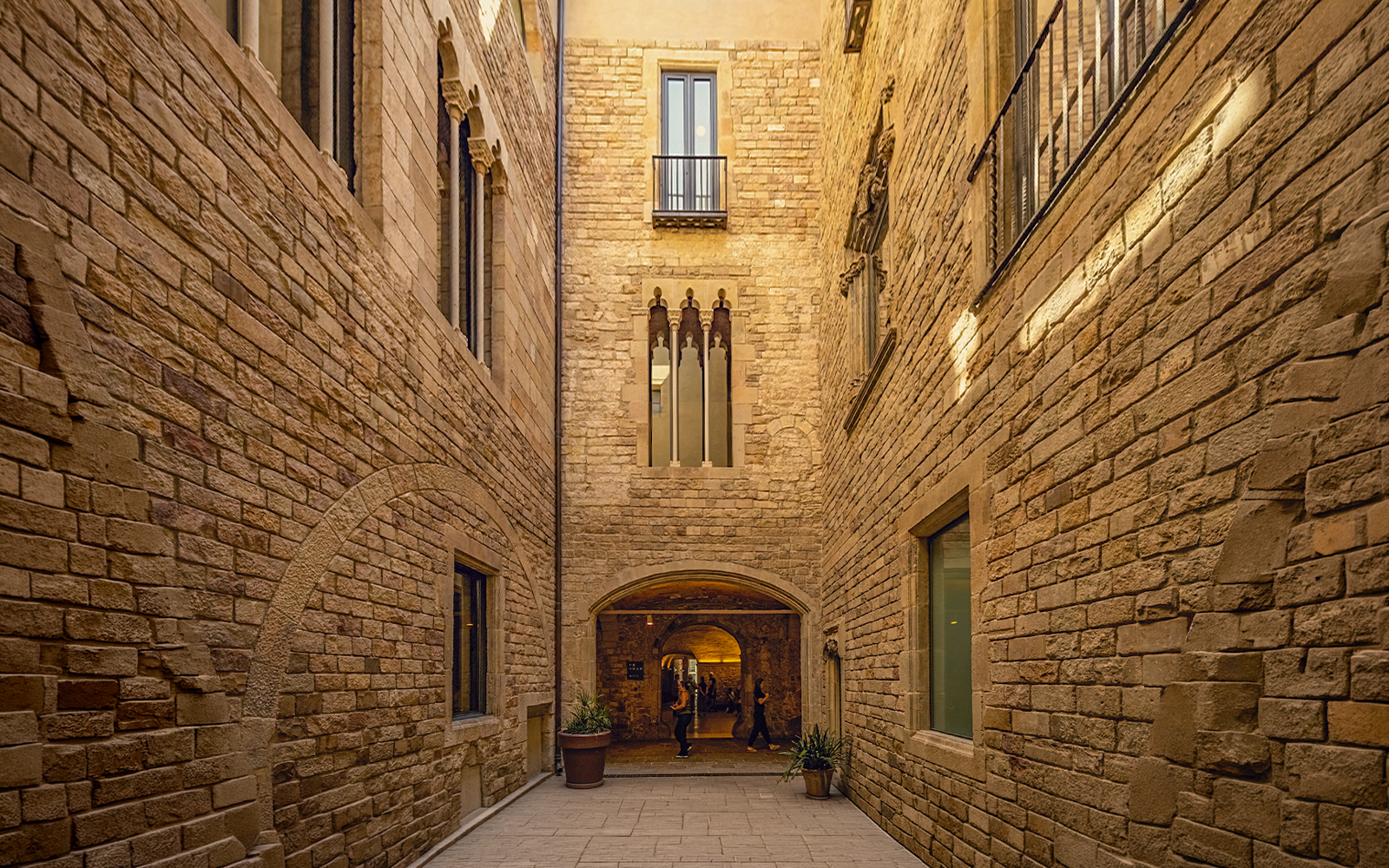 Picasso Museum courtyard in Gothic Quarter, Barcelona, Spain.