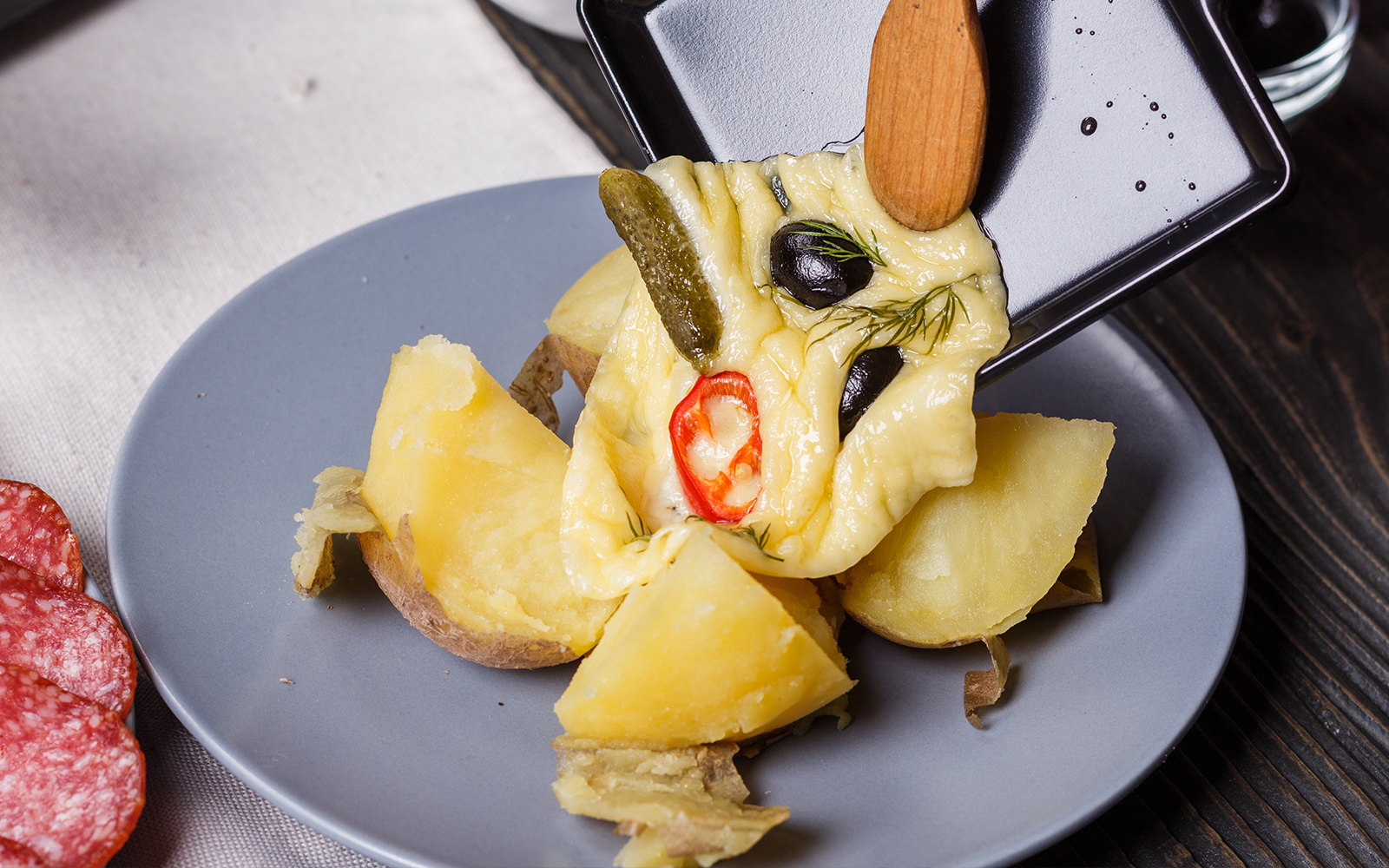 traditional Swiss cheese raclette