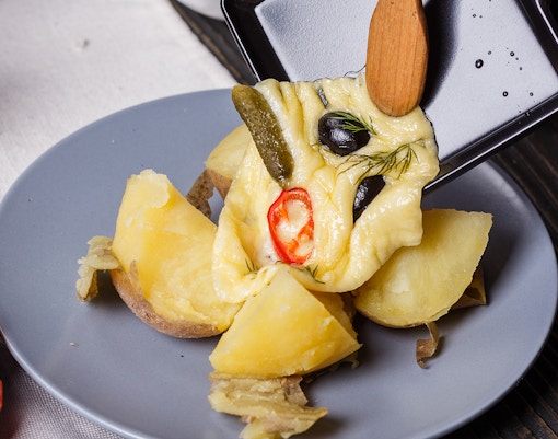 traditional Swiss cheese raclette
