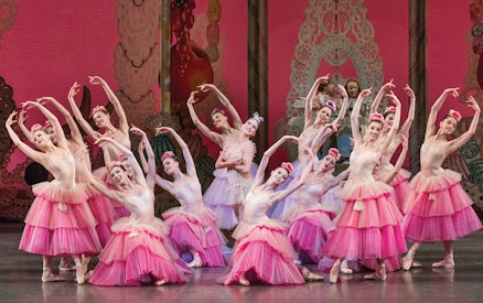 Ballet dancers performing in The Nutcracker at New York City Ballet.