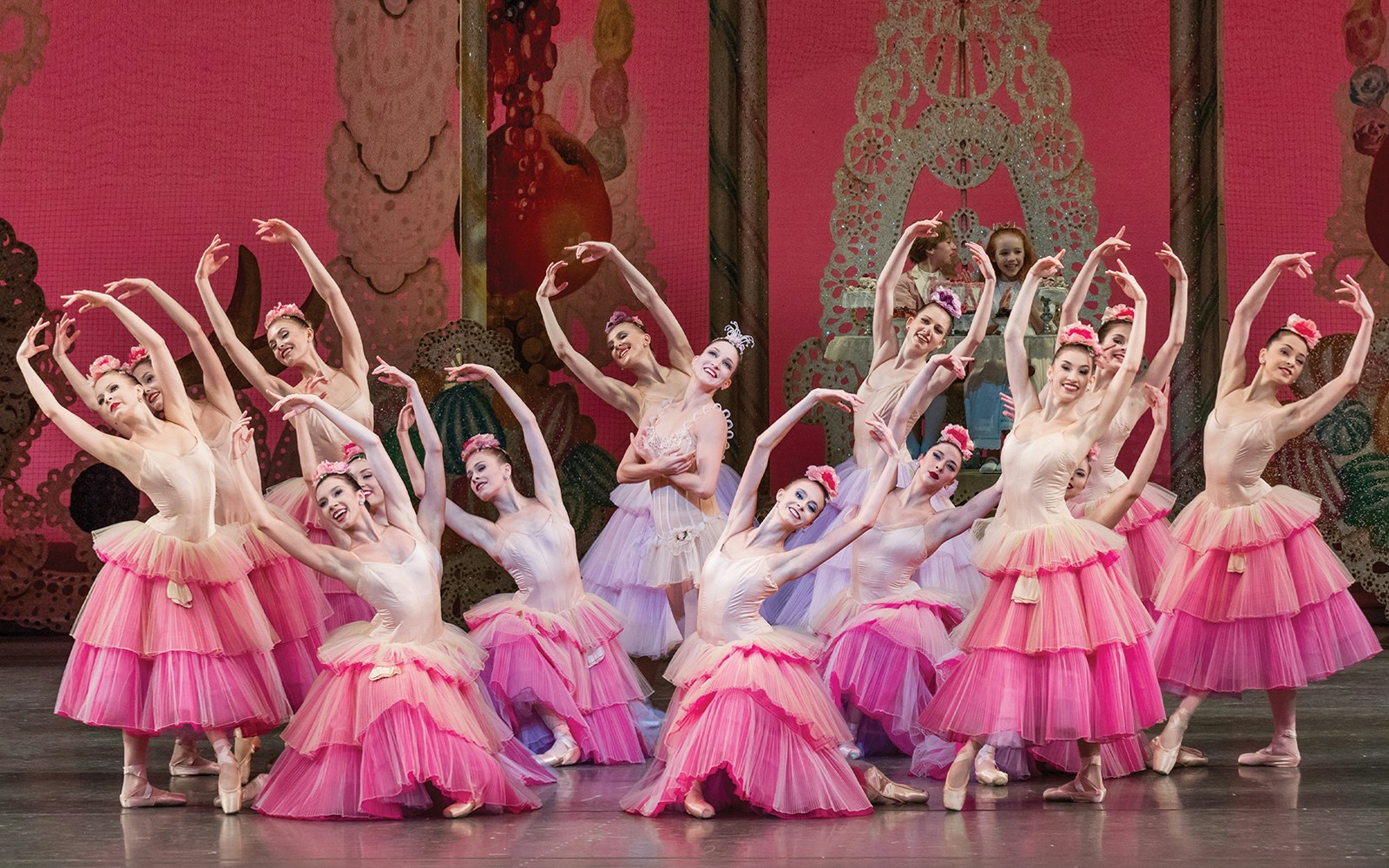 Ballet dancers performing in The Nutcracker at New York City Ballet.