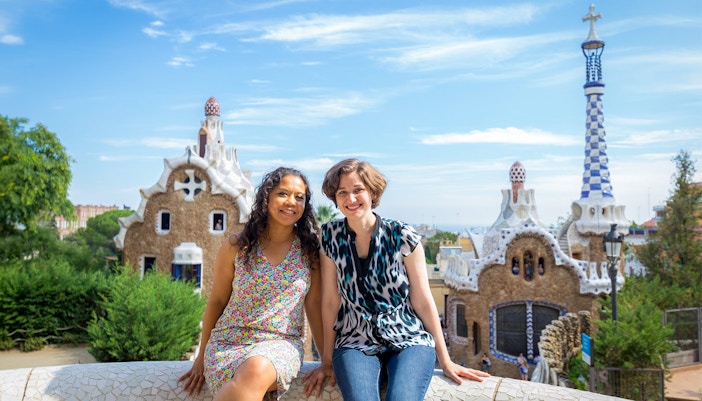Women at Park Guell with Tour guide