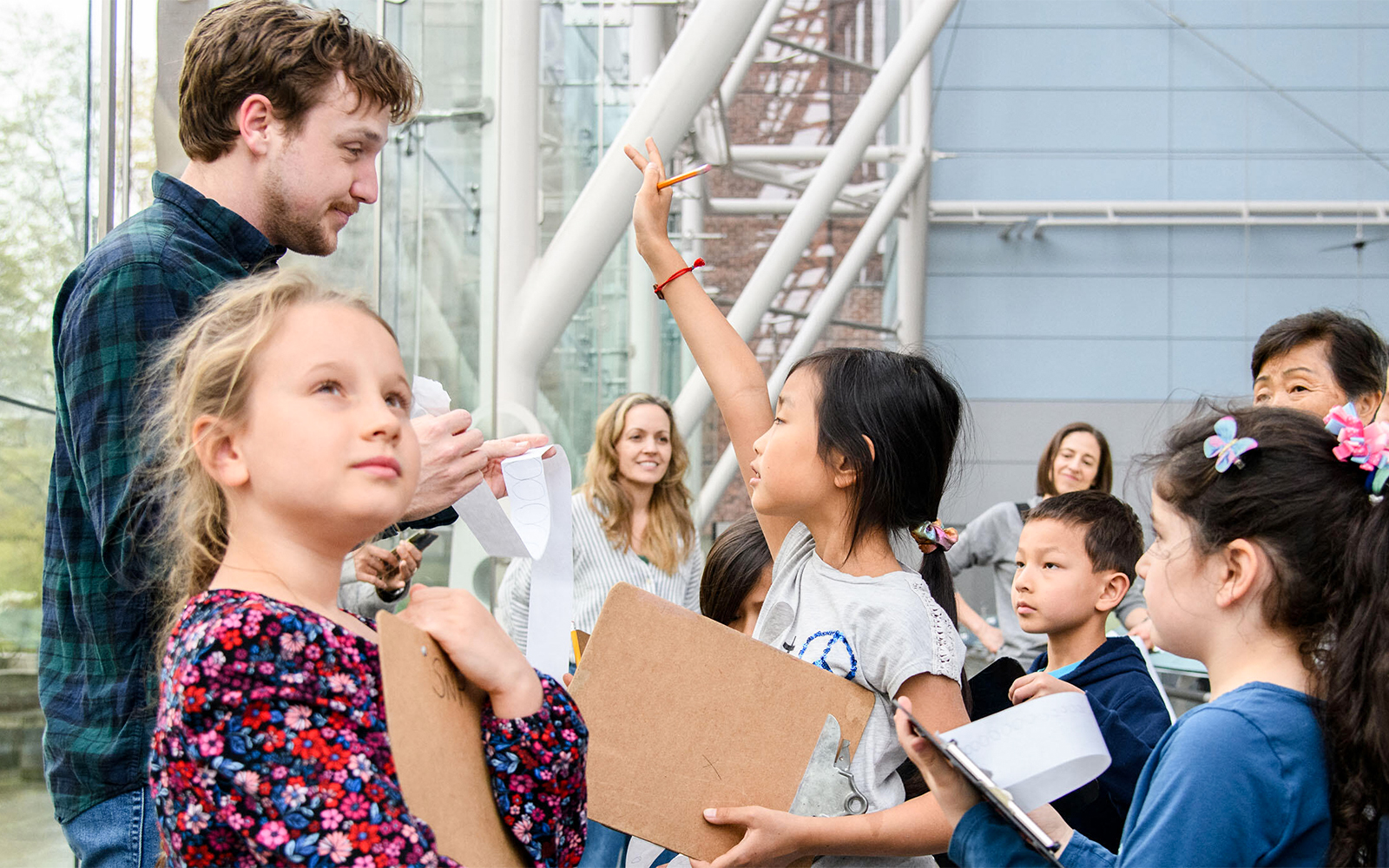 Kids and families during interactive activities atthe Amercian Museum of Natural History