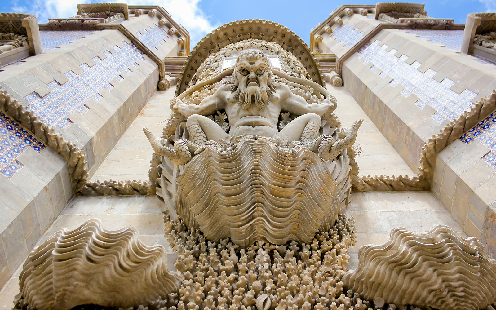 Triton sculpture at Pena Palace, Sintra, Portugal.