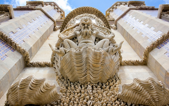 Triton sculpture at Pena Palace, Sintra, Portugal.