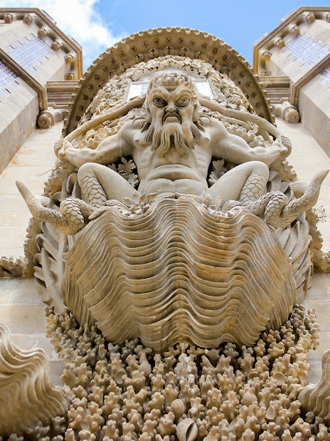 Triton sculpture at Pena Palace, Sintra, Portugal.