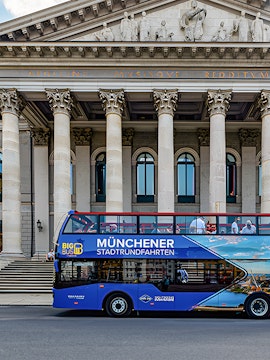 Big Bus Munich tour bus in front of Munich's National Theatre.