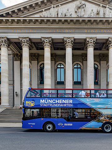 Big Bus Munich tour bus in front of Munich's National Theatre.