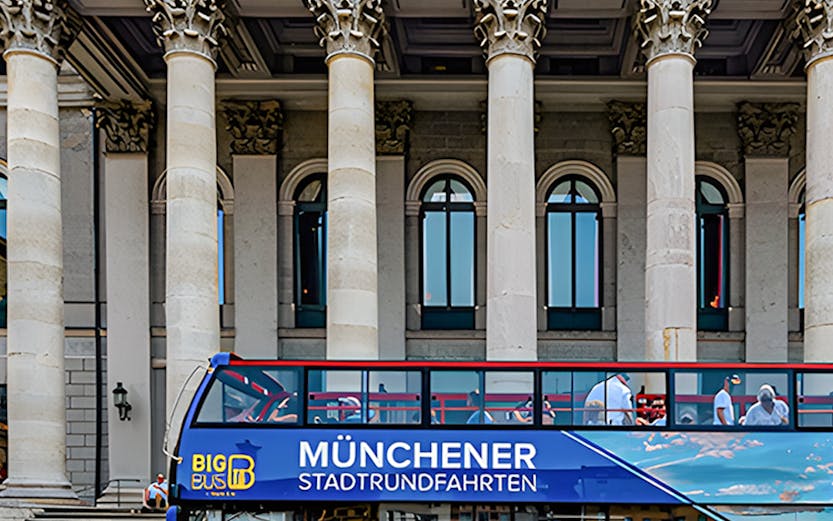 Big Bus Munich tour bus in front of Munich's National Theatre.