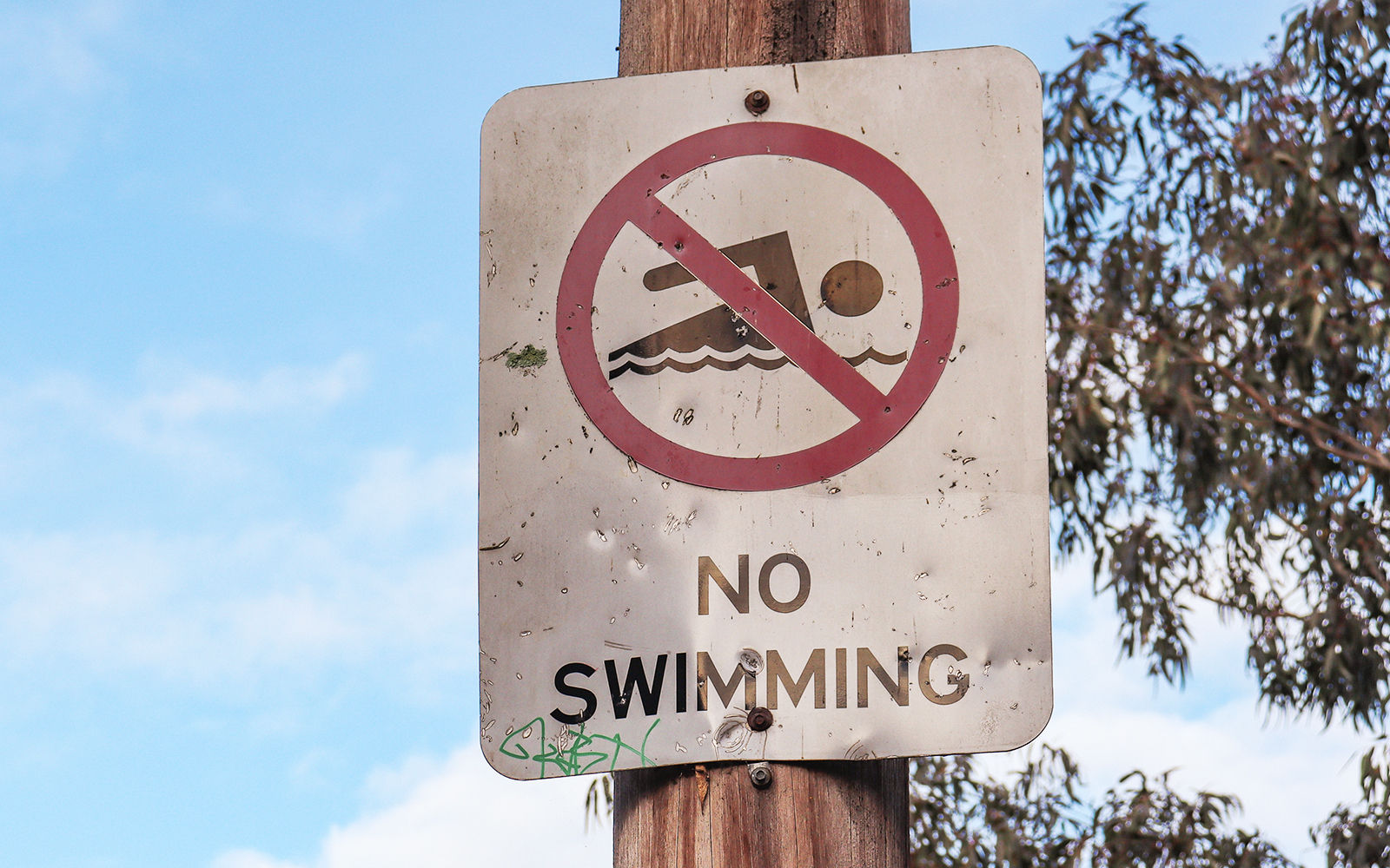 No swimming sign