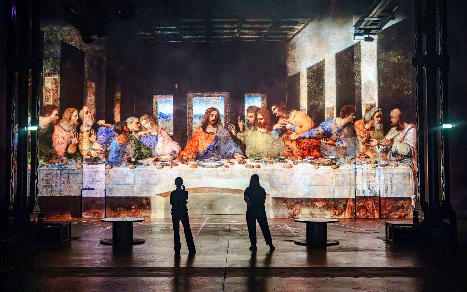 Renaissance artwork projection at Atelier des Lumières, Paris, France.