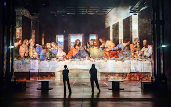 Renaissance artwork projection at Atelier des Lumières, Paris, France.