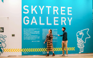 Visitors at the Skytree Gallery entrance in Tokyo Skytree.