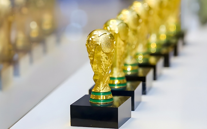 Trophies on display at Maracanã Stadium, Brazil.