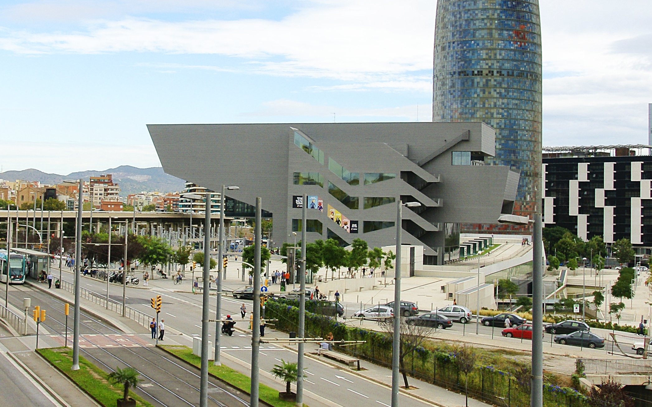Design Museum of Barcelona with modern architecture and cityscape in the background.