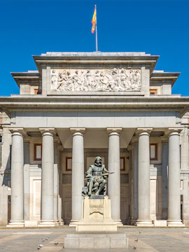 Statue of Velázquez at the entrance of the Prado Museum, Madrid, Spain.