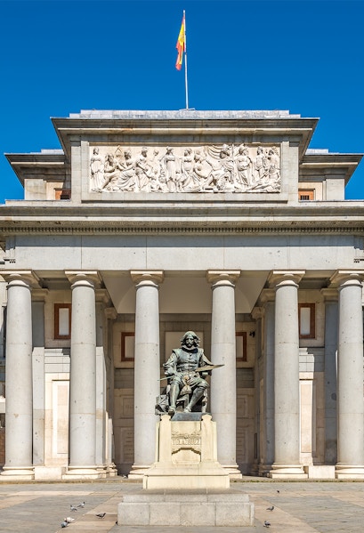 Statue of Velázquez at the entrance of the Prado Museum, Madrid, Spain.