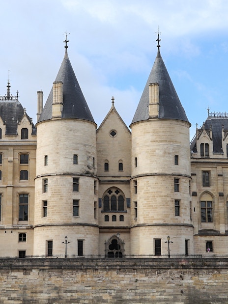 La Conciergerie facade with towers, Paris.