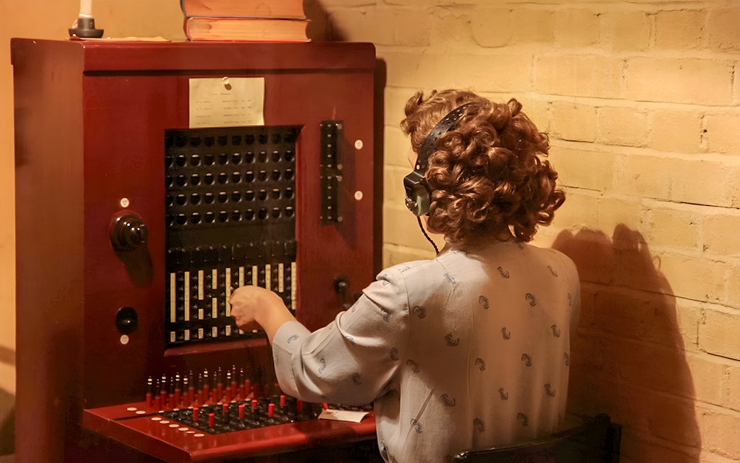 Operator at switchboard in Churchill's War Rooms, Westminster Walking Tour.