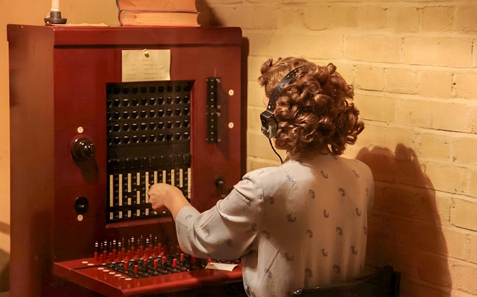Operator at switchboard in Churchill's War Rooms, Westminster Walking Tour.