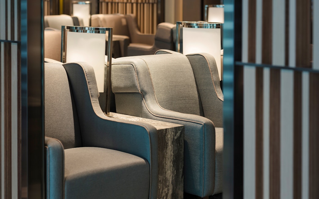 Seating area in Plaza Premium Lounge, Zone A, Taipei, Taiwan.