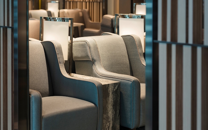 Seating area in Plaza Premium Lounge, Zone A, Taipei, Taiwan.