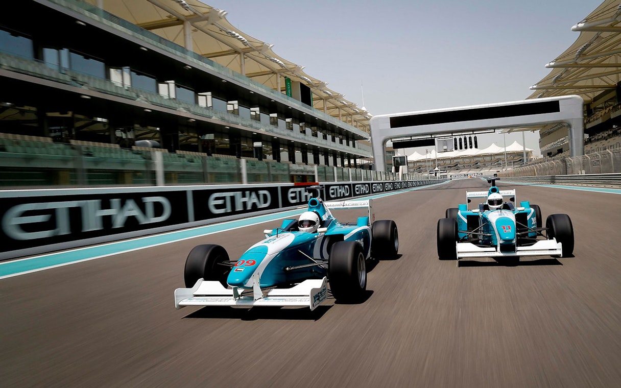 Race cars on Yas Marina Circuit during FORMULA YAS 3000 Driving Experience, Abu Dhabi.