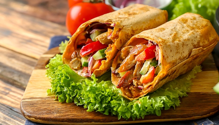 Shawarma being prepared at a street food stall in Istanbul, Turkey.