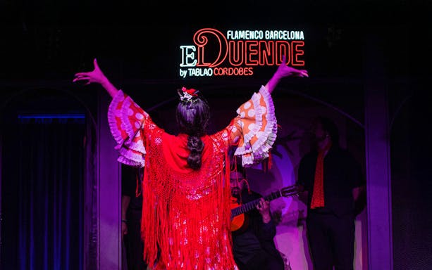 Flamenco dancer performing at El Duende by Tablao Cordobes in Barcelona.