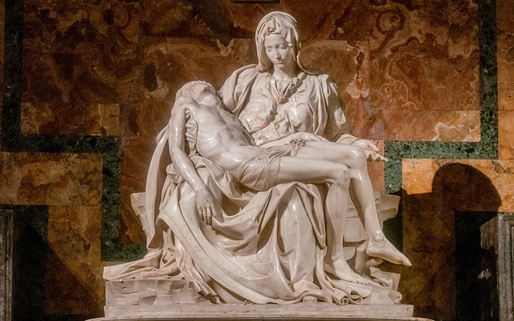 Pietà statue by Michelangelo at St. Peter's Basilica, Vatican City.