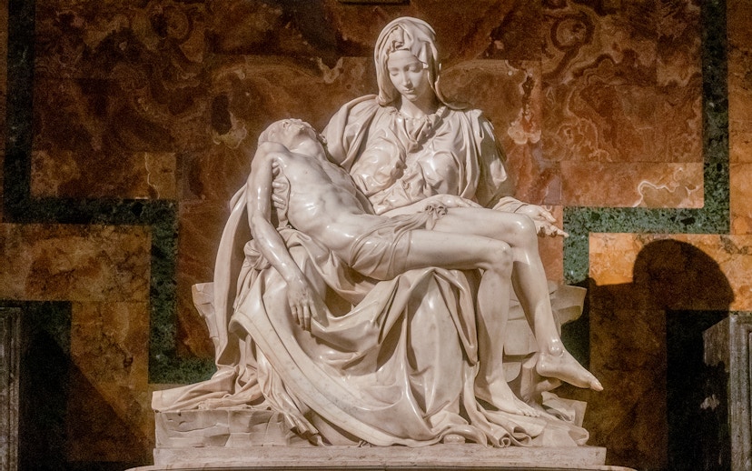 Pietà statue by Michelangelo at St. Peter's Basilica, Vatican City.