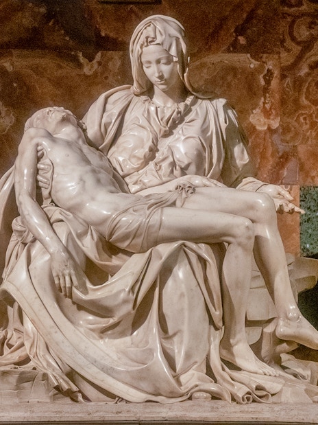 Pietà statue by Michelangelo at St. Peter's Basilica, Vatican City.